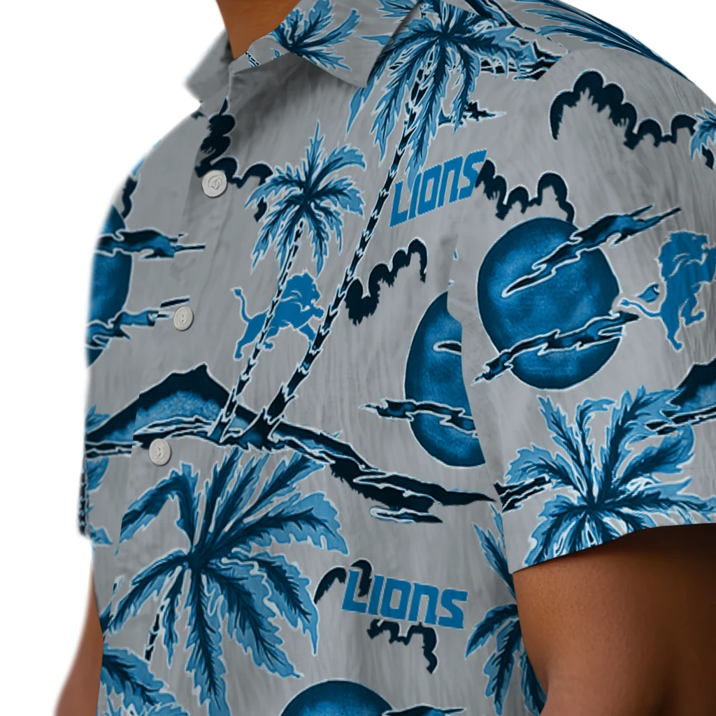 Detroit Lions Hawaiian Shirt - Palm Sunset detroit lions palm sunset hawaiian shirts trendy