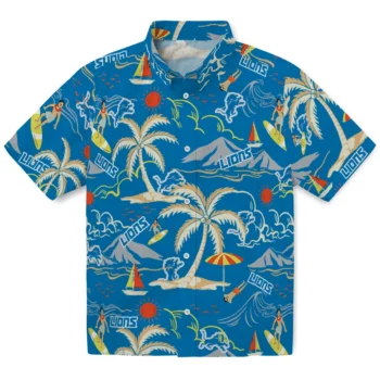 detroit lions palm tree island blue hawaiian shirts best selling