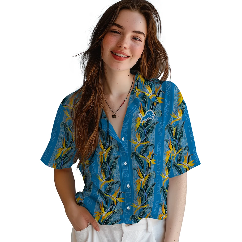 Detroit Lions Hawaiian Shirt - Paradise Vines detroit lions paradise vines blue hawaiian shirts latest model
