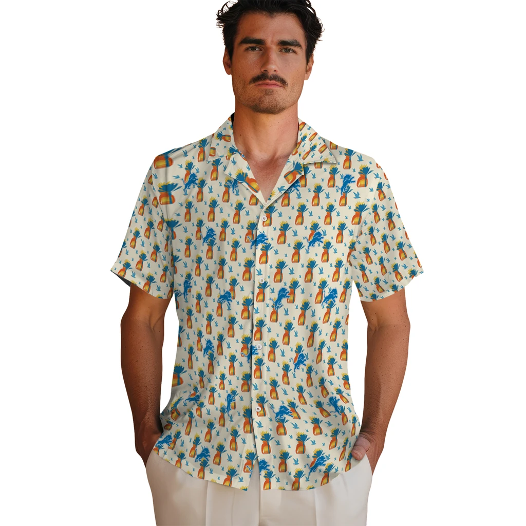Detroit Lions Hawaiian Shirt - Pineapple Delight detroit lions pineapple delight beige hawaiian shirts fashion forward