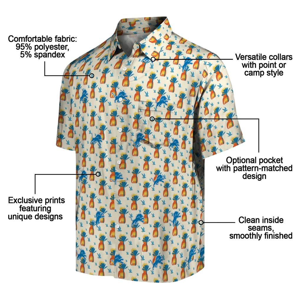 Detroit Lions Hawaiian Shirt - Pineapple Delight detroit lions pineapple delight beige hawaiian shirts new arrival