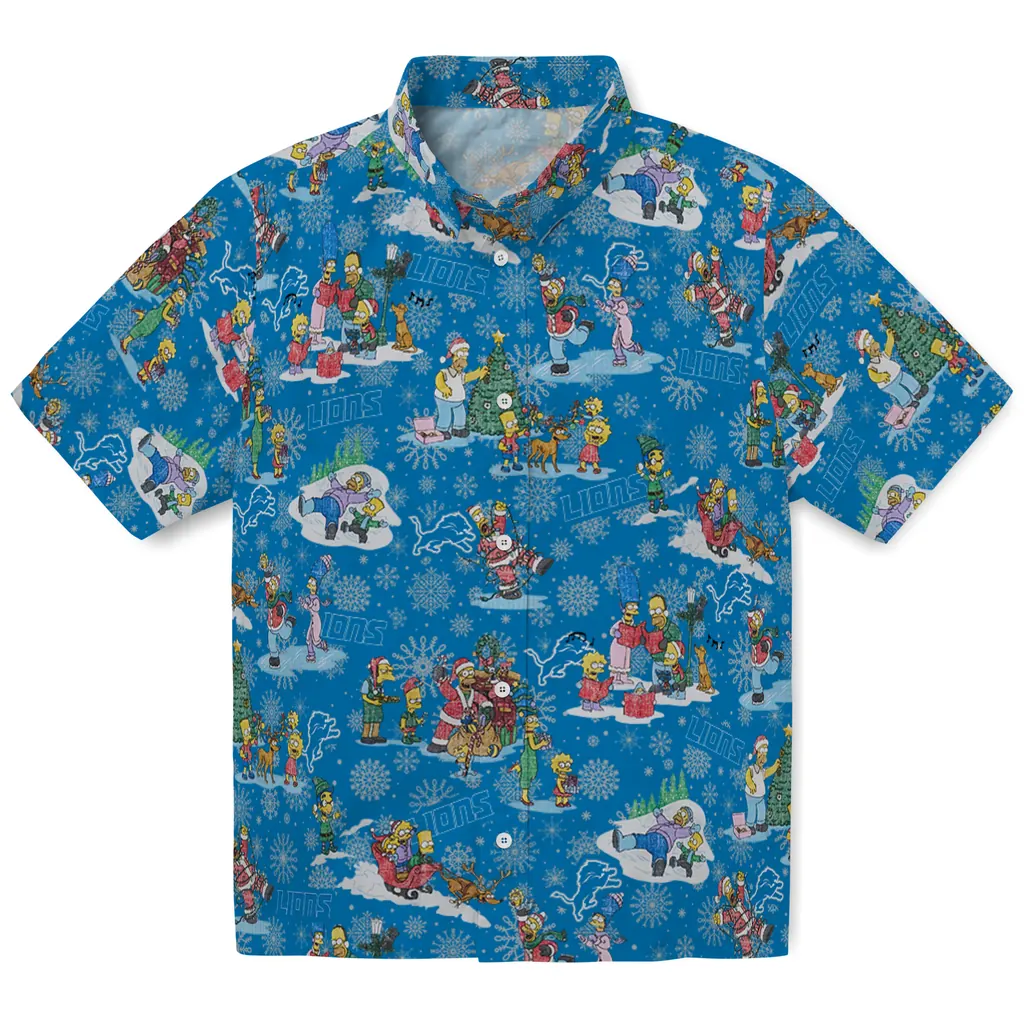 Detroit Lions Hawaiian Shirt - Simpsons Christmas detroit lions simpsons christmas blue hawaiian shirts best selling
