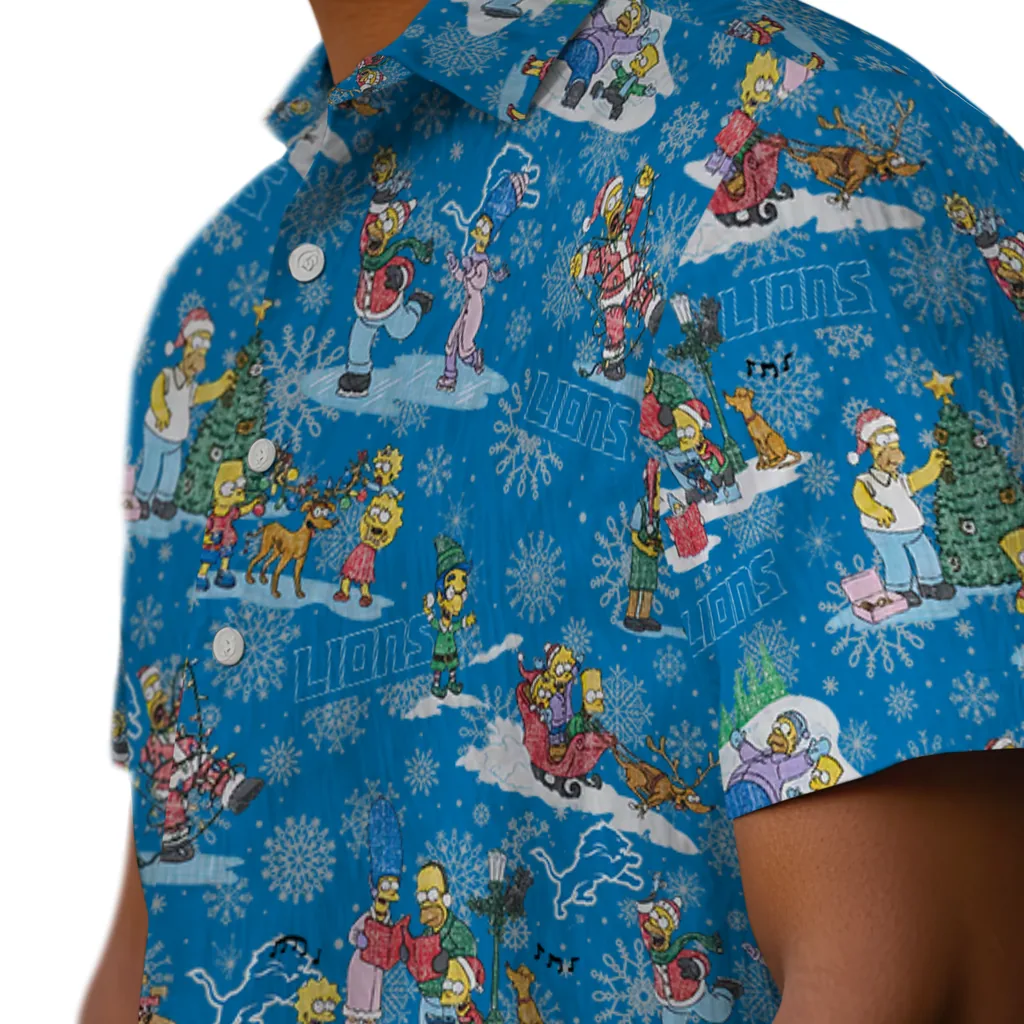 Detroit Lions Hawaiian Shirt - Simpsons Christmas detroit lions simpsons christmas blue hawaiian shirts trendy