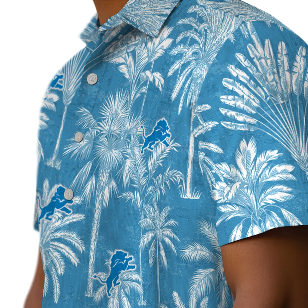 Detroit Lions Hawaiian Shirt - Vintage Palm Tree detroit lions palm shadows blue hawaiian shirts trendy