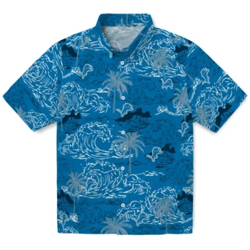 detroit lions wave palm blue hawaiian shirts best selling