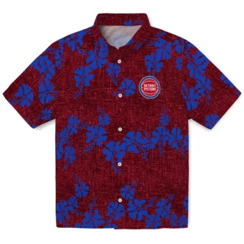 detroit pistons hibiscus petals red hawaiian shirts best selling