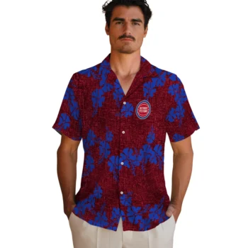 detroit pistons hibiscus petals red hawaiian shirts fashion forward