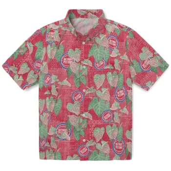 detroit pistons anthurium overlay red hawaiian shirts best selling
