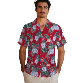 detroit pistons flamingo palms red hawaiian shirts fashion forward