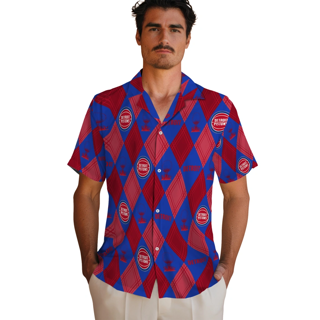 Detroit Pistons Hawaiian Shirt - Golfing Plaid detroit pistons balloon plaid red hawaiian shirts fashion forward