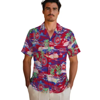 detroit pistons flamingo retreat red hawaiian shirts fashion forward