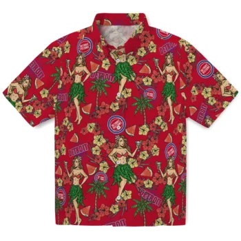 detroit pistons hawaiian girls design red hawaiian shirts best selling