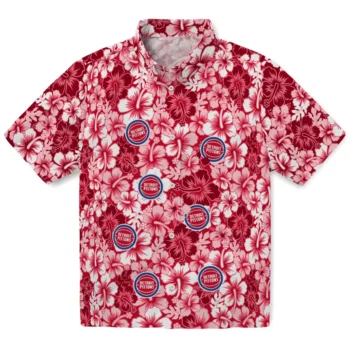 detroit pistons hibiscus blooms red hawaiian shirts best selling