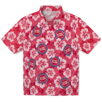 detroit pistons hibiscus cluster red hawaiian shirts best selling