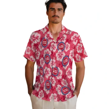 detroit pistons hibiscus cluster red hawaiian shirts fashion forward