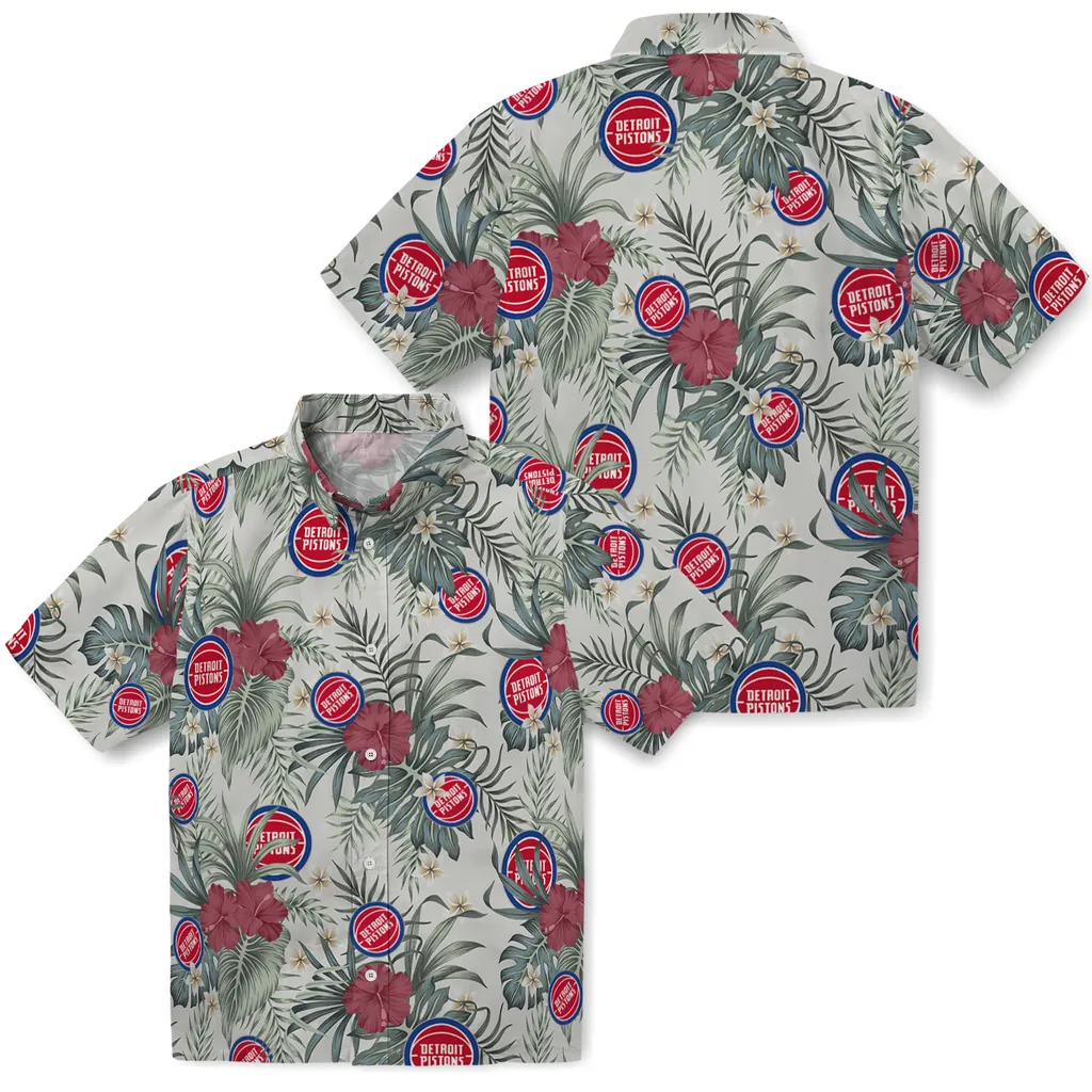 Detroit Pistons Hawaiian Shirt - Hibiscus Designs detroit pistons hibiscus designs beige hawaiian shirts high quality