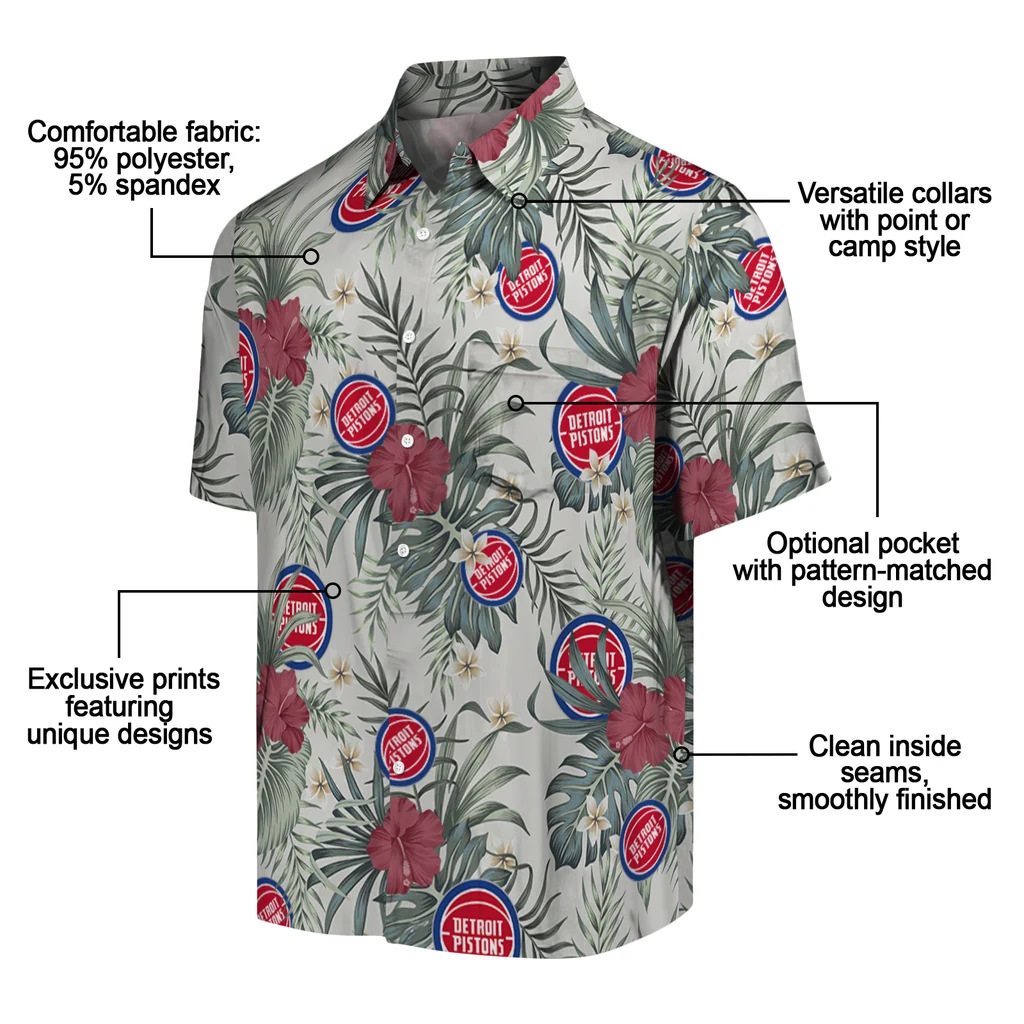 Detroit Pistons Hawaiian Shirt - Hibiscus Designs detroit pistons hibiscus designs beige hawaiian shirts new arrival