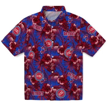 detroit pistons hibiscus exotic red hawaiian shirts best selling