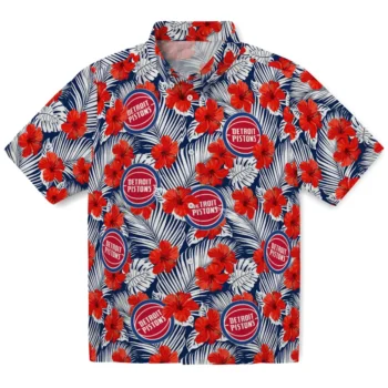 detroit pistons hibiscus fiesta red royal blue hawaiian shirts best selling