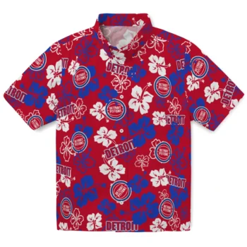 detroit pistons hibiscus bloom red hawaiian shirts best selling