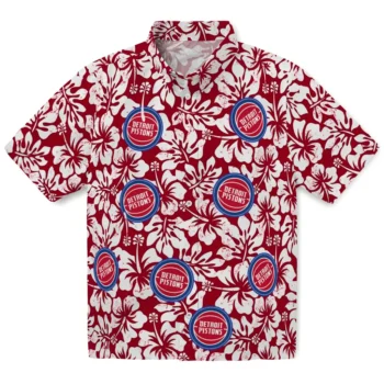 detroit pistons hibiscus motif red white hawaiian shirts best selling
