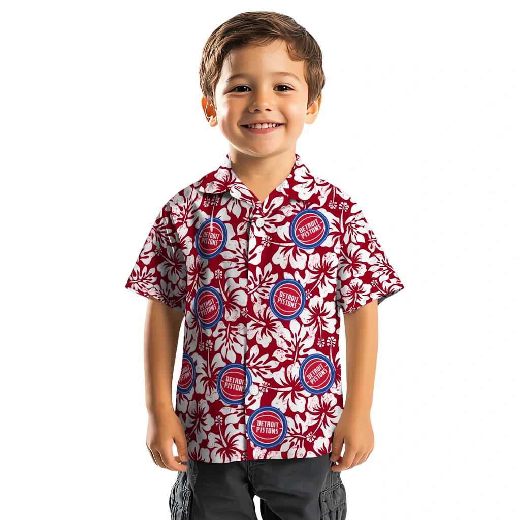 Detroit Pistons Hawaiian Shirt - Hibiscus Motif detroit pistons hibiscus motif red white hawaiian shirts top rated
