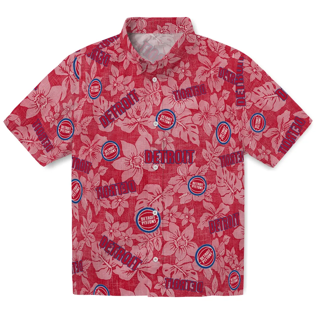 Detroit Pistons Hawaiian Shirt - Hibiscus Oasis detroit pistons hibiscus oasis red hawaiian shirts best selling