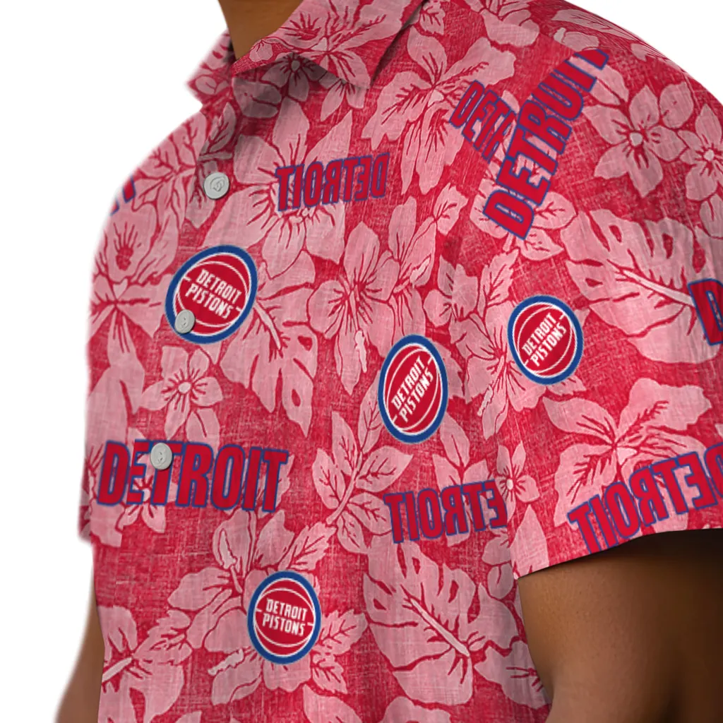 Detroit Pistons Hawaiian Shirt - Hibiscus Oasis detroit pistons hibiscus oasis red hawaiian shirts trendy