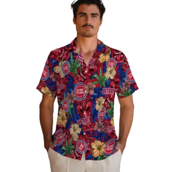 detroit pistons tiki jungle red hawaiian shirts fashion forward