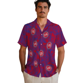 detroit pistons leaf outline red hawaiian shirts fashion forward