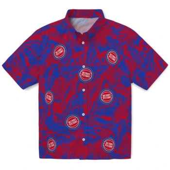 detroit pistons monstera layer red hawaiian shirts best selling