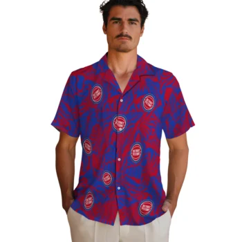 detroit pistons monstera layer red hawaiian shirts fashion forward