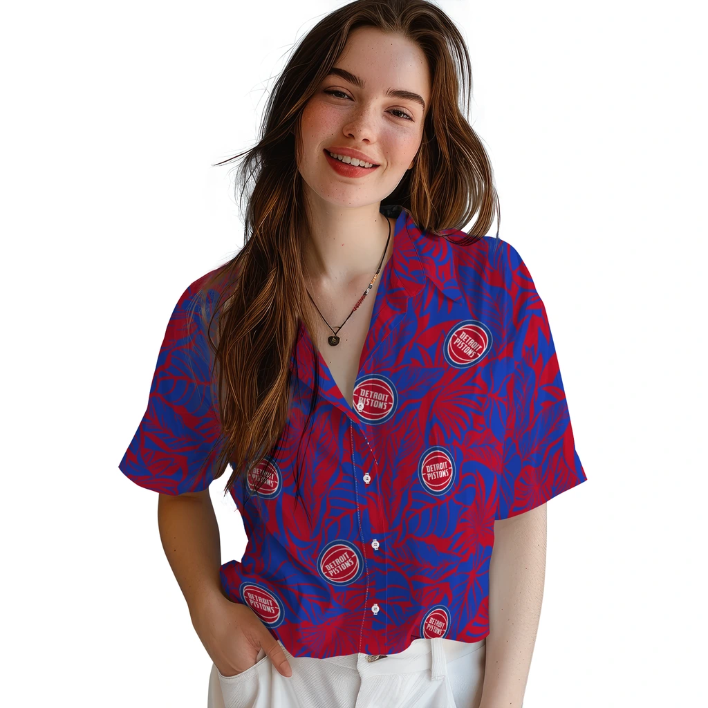 Detroit Pistons Hawaiian Shirt - Monstera Layer detroit pistons monstera layer red hawaiian shirts latest model