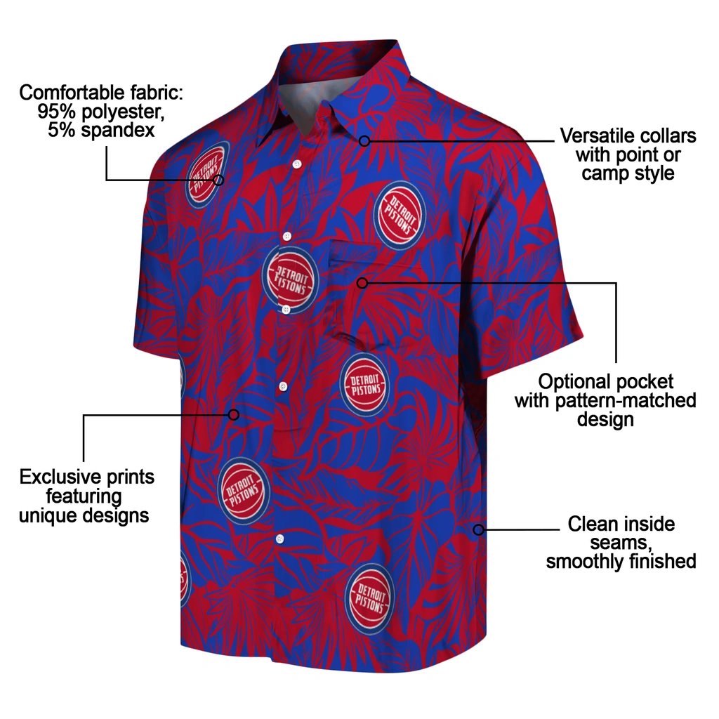 Detroit Pistons Hawaiian Shirt - Monstera Layer detroit pistons monstera layer red hawaiian shirts new arrival