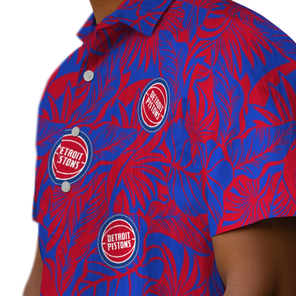 Detroit Pistons Hawaiian Shirt - Monstera Layer detroit pistons monstera layer red hawaiian shirts trendy