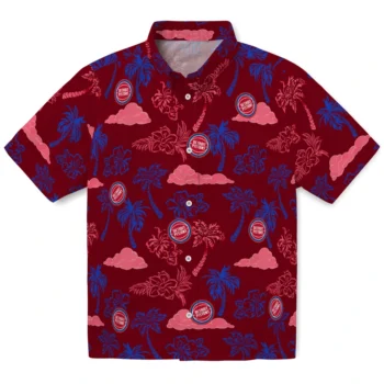 detroit pistons palm and clouds red hawaiian shirts best selling