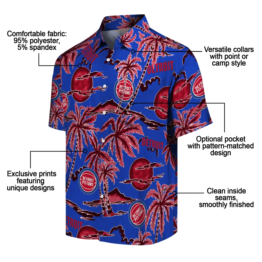 Detroit Pistons Hawaiian Shirt - Palm Sunset detroit pistons palm sunset hawaiian shirts new arrival
