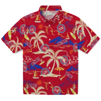 detroit pistons palm tree island red hawaiian shirts best selling