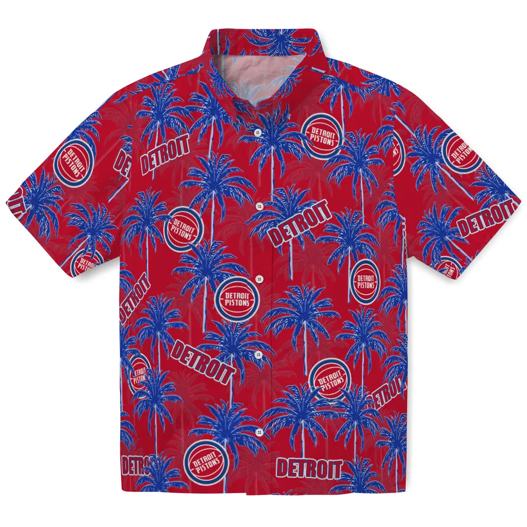 Detroit Pistons Hawaiian Shirt - Palm Tree Motif detroit pistons palm grove red hawaiian shirts best selling
