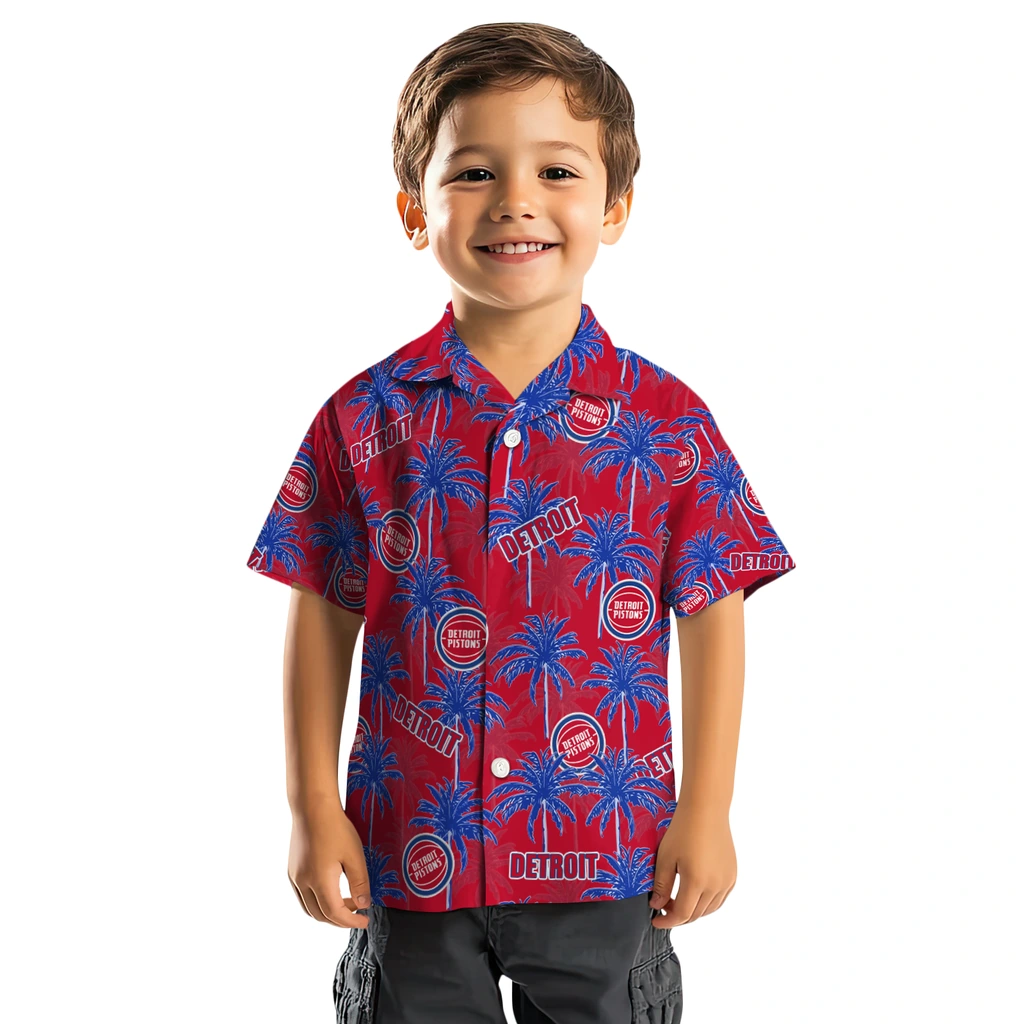 Detroit Pistons Hawaiian Shirt - Palm Tree Motif detroit pistons palm grove red hawaiian shirts top rated