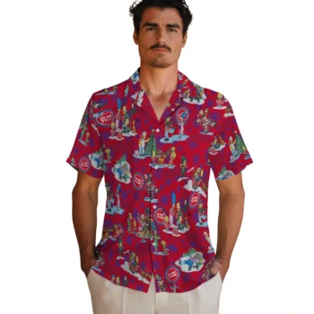detroit pistons simpsons christmas red hawaiian shirts fashion forward
