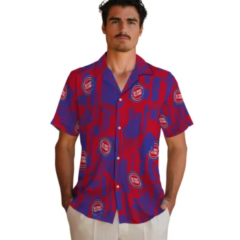 detroit pistons turtle lines red hawaiian shirts fashion forward