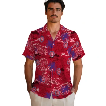 detroit pistons wave palm red hawaiian shirts fashion forward