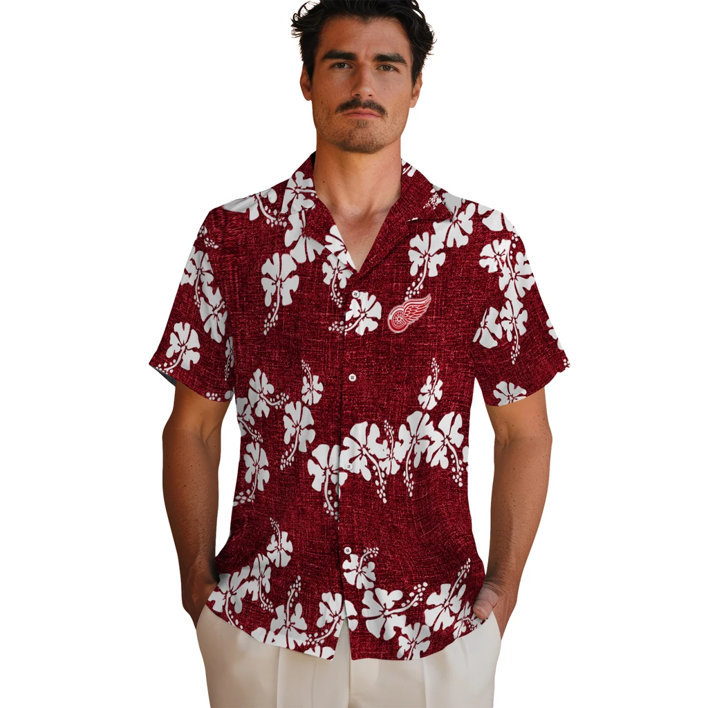 Detroit Red Wings Hawaiian Shirt - 50th State Flower detroit red wings hibiscus petals red hawaiian shirts fashion forward