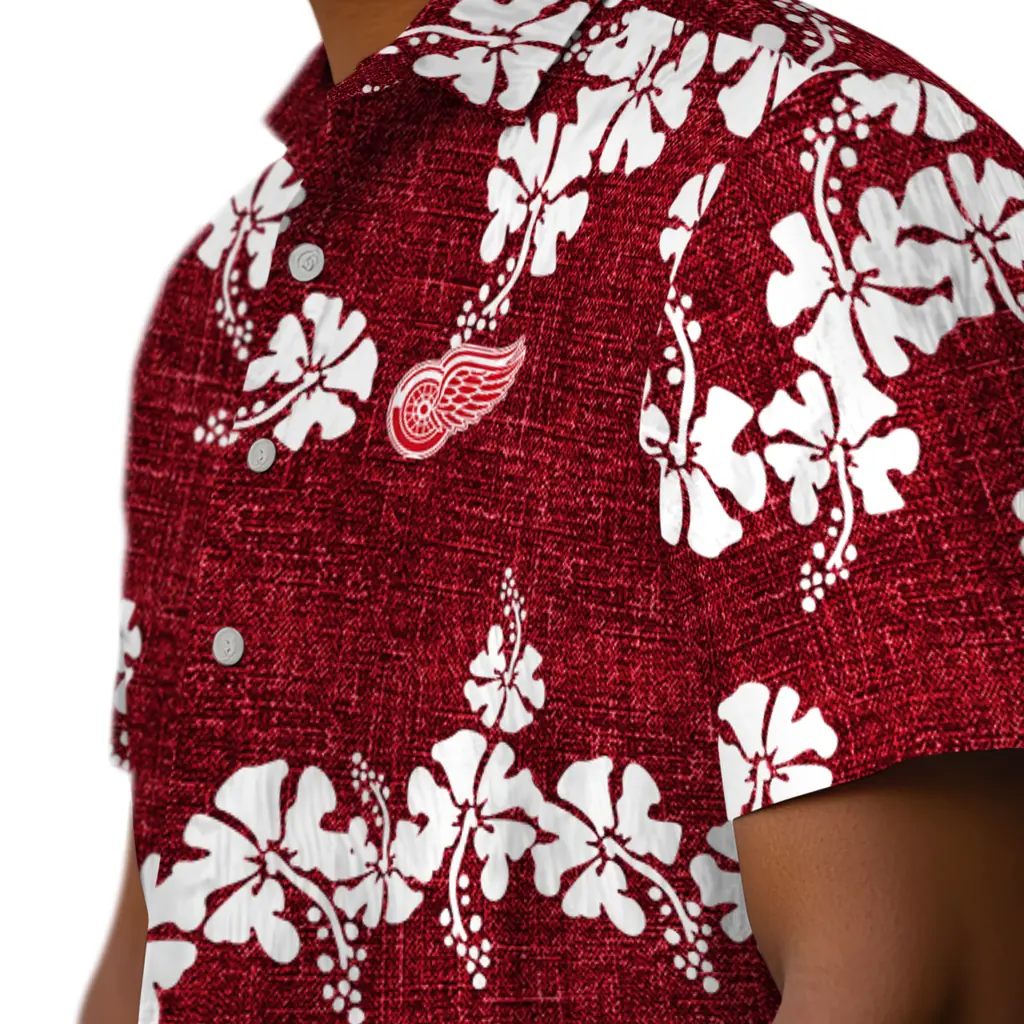 Detroit Red Wings Hawaiian Shirt - 50th State Flower detroit red wings hibiscus petals red hawaiian shirts trendy