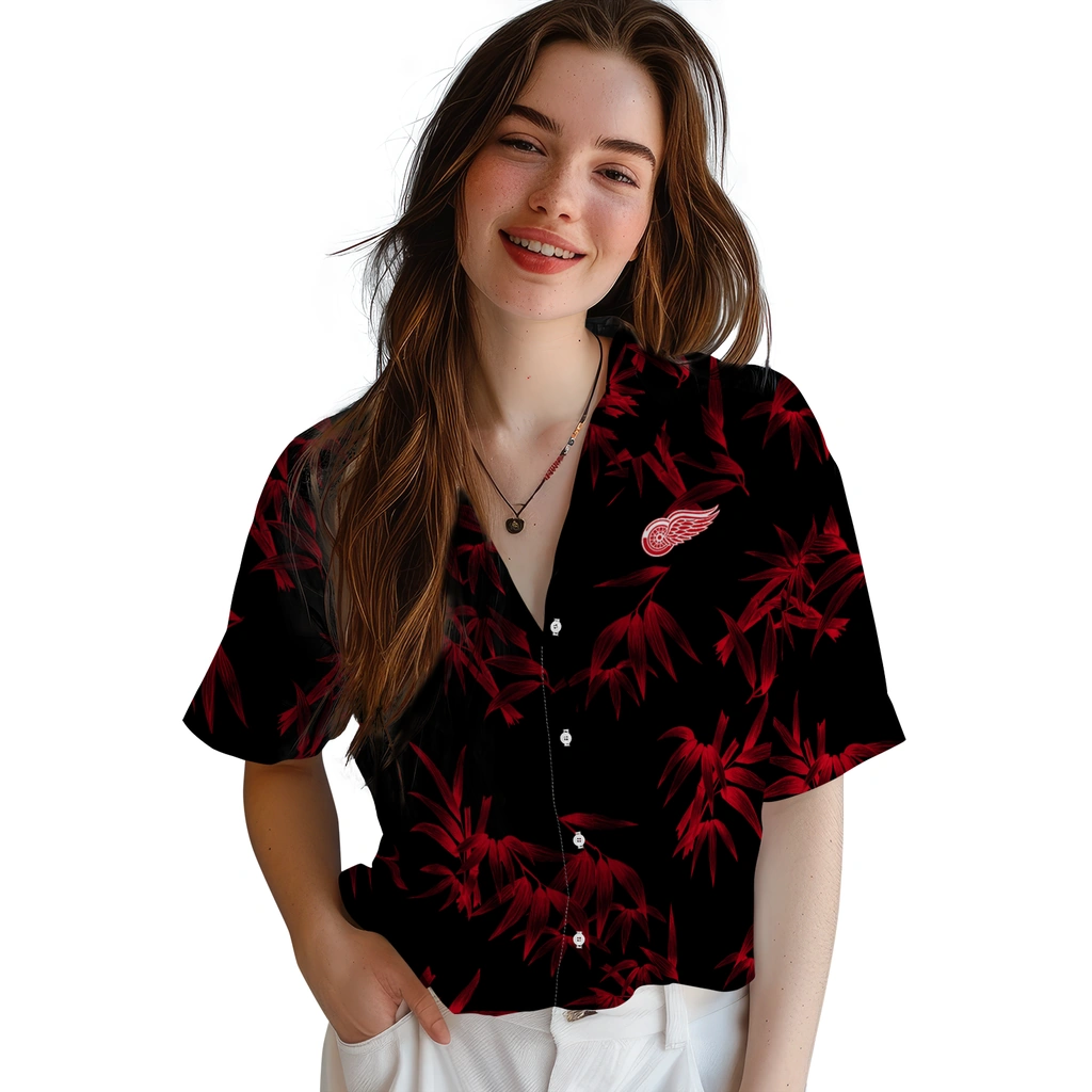 Detroit Red Wings Hawaiian Shirt - Bamboo Branches detroit red wings bamboo branches red black hawaiian shirts latest model