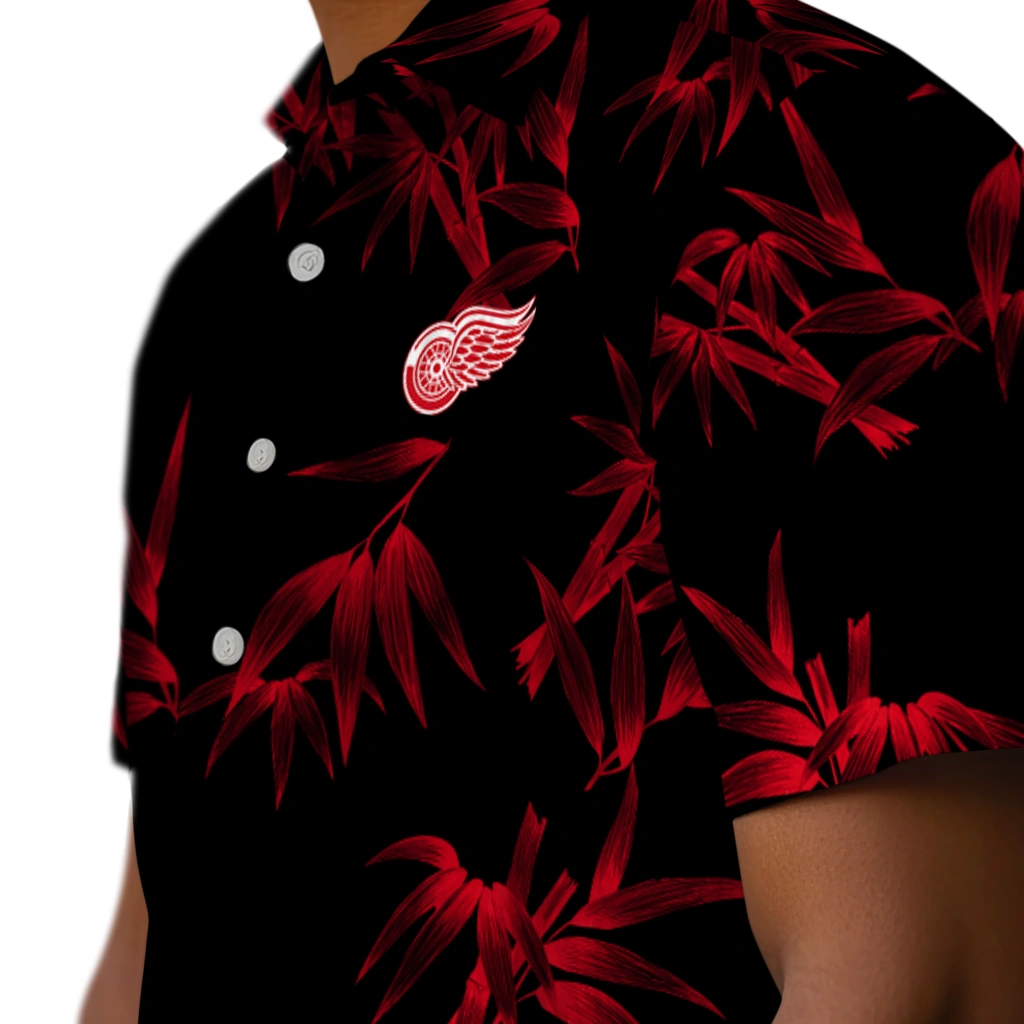 Detroit Red Wings Hawaiian Shirt - Bamboo Branches detroit red wings bamboo branches red black hawaiian shirts trendy