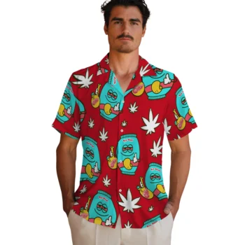 detroit red wings bong smile red hawaiian shirts fashion forward