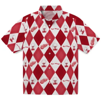 detroit red wings balloon plaid red hawaiian shirts best selling