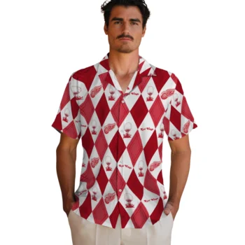 detroit red wings balloon plaid red hawaiian shirts fashion forward